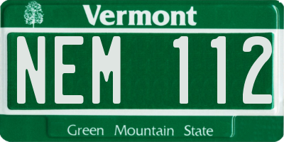 VT license plate NEM112