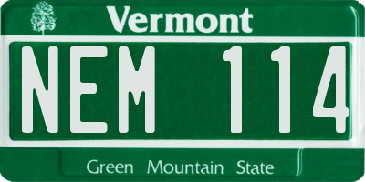 VT license plate NEM114