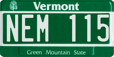 VT license plate NEM115