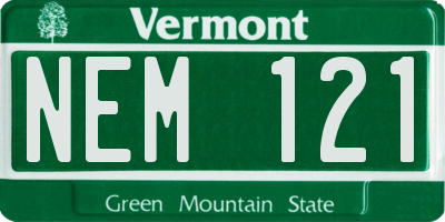 VT license plate NEM121
