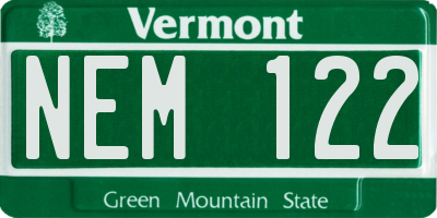 VT license plate NEM122