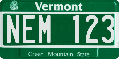 VT license plate NEM123