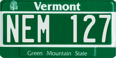 VT license plate NEM127