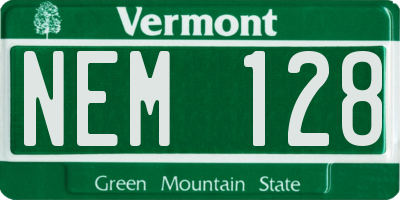 VT license plate NEM128
