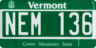 VT license plate NEM136
