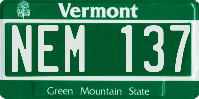 VT license plate NEM137