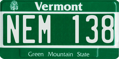 VT license plate NEM138