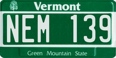 VT license plate NEM139