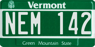 VT license plate NEM142