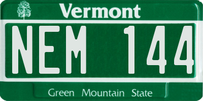 VT license plate NEM144