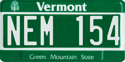 VT license plate NEM154