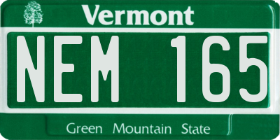 VT license plate NEM165