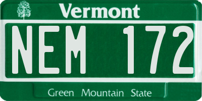 VT license plate NEM172