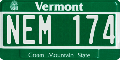 VT license plate NEM174