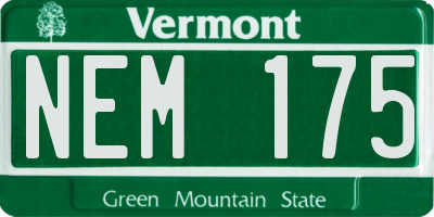 VT license plate NEM175