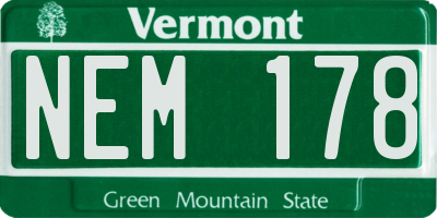 VT license plate NEM178