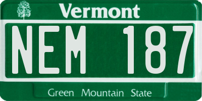 VT license plate NEM187