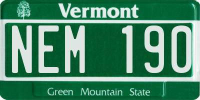 VT license plate NEM190