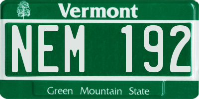 VT license plate NEM192