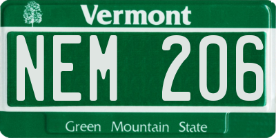 VT license plate NEM206