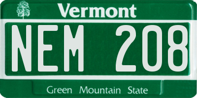 VT license plate NEM208