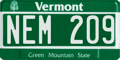 VT license plate NEM209