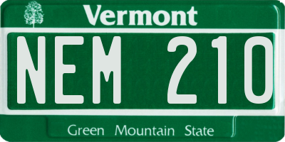 VT license plate NEM210