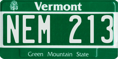 VT license plate NEM213