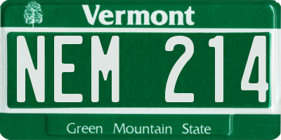 VT license plate NEM214