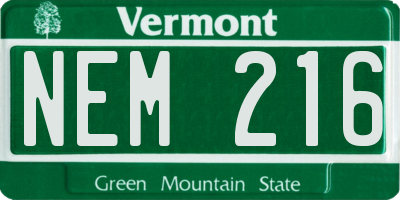 VT license plate NEM216