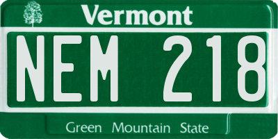 VT license plate NEM218