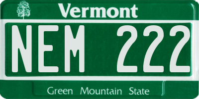 VT license plate NEM222