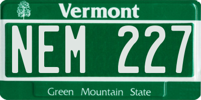 VT license plate NEM227