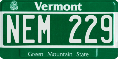 VT license plate NEM229
