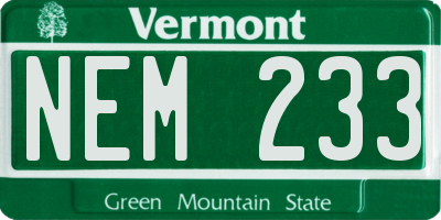 VT license plate NEM233