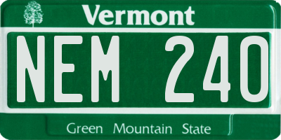 VT license plate NEM240