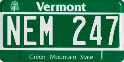 VT license plate NEM247