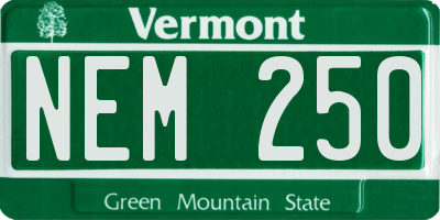 VT license plate NEM250