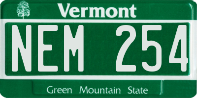 VT license plate NEM254