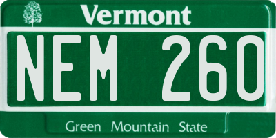 VT license plate NEM260