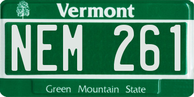 VT license plate NEM261
