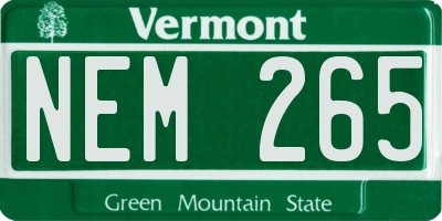VT license plate NEM265
