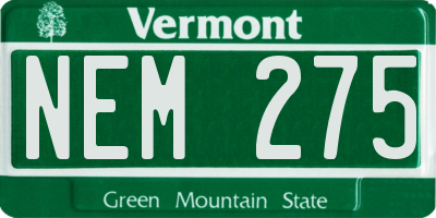 VT license plate NEM275