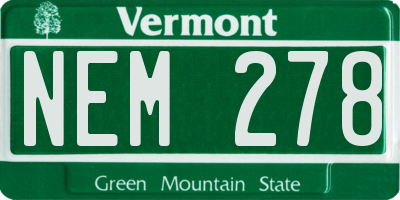 VT license plate NEM278