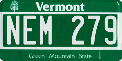 VT license plate NEM279