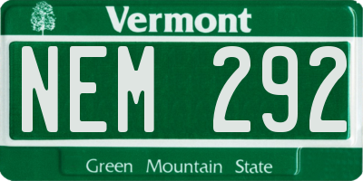 VT license plate NEM292