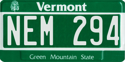 VT license plate NEM294