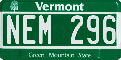 VT license plate NEM296