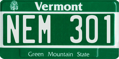 VT license plate NEM301