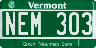 VT license plate NEM303